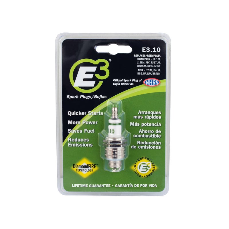 E3 Spark Plugs E3.10 Premium Lawn and Garden Spark Plug with DiamondFIRE Technology, 14mm, 0.375-inch Reach, Gasket Seat, Pack of 1 - Image 1